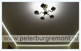 Парящие натяжные потолки - простой белый потолок с подсветкой