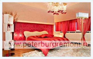 Ремонт спальни - отделка в красных и розовых цветах